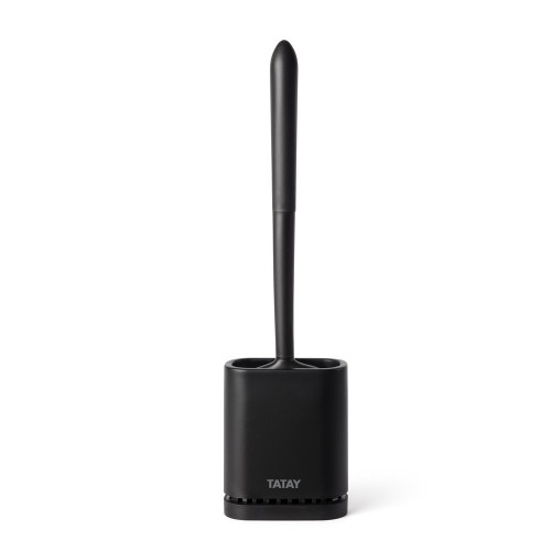 Pot avec brosse WC intégrée noir adhésif Silicone TATAY - TATAY