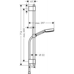 Pommeau de douche 3 jets, flexible et barre chromé HANSGROHE Pulsify eco - HANSGROHE