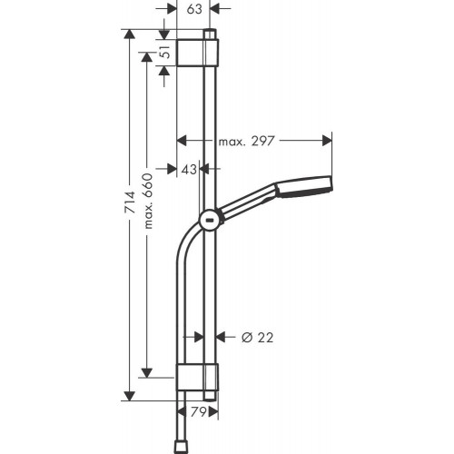 Pommeau de douche 3 jets, flexible et barre chromé HANSGROHE Pulsify eco - HANSGROHE