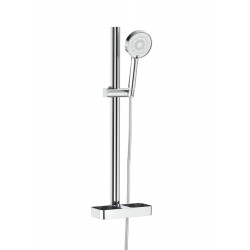 Pommeau de douche 3 jets, flexible, barre et tablette chrome, MTK de marque Sans marque, référence: B9885200