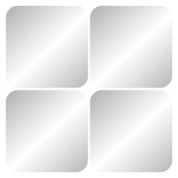 Set de 4 miroirs carres arrondis 20x20cm - Sans marque