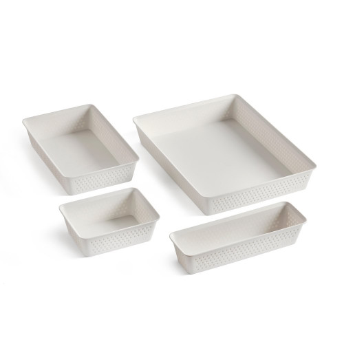 Lot de 4 organisateur en polypropylène blanc, Bohol - TATAY