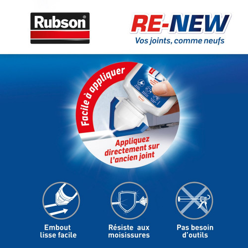 Silicone mastic salle de bain Re-new RUBSON, blanc, 80 ml - RUBSON