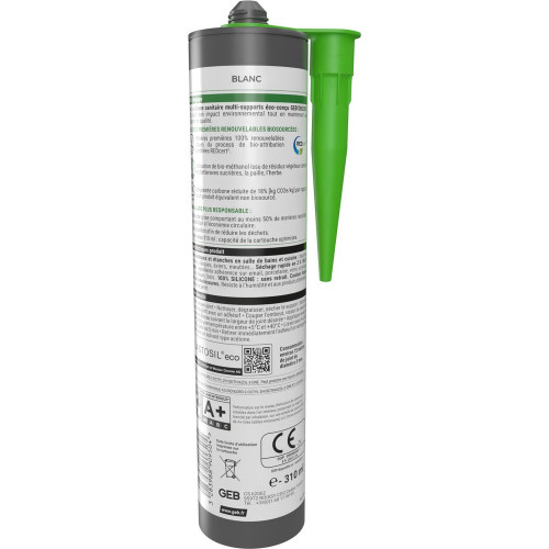 Silicone d'étanchéité 890950 GEB blanc, 310 ml - GEB