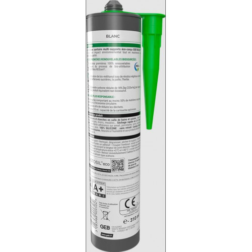 Silicone d'étanchéité 890950 GEB blanc, 310 ml - GEB