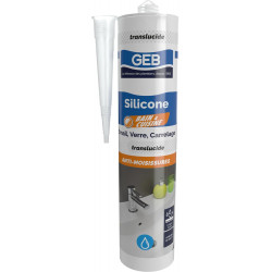 Silicone d'étanchéité 593351 GEB, translucide, 310 ml de marque GEB, référence: B9890000