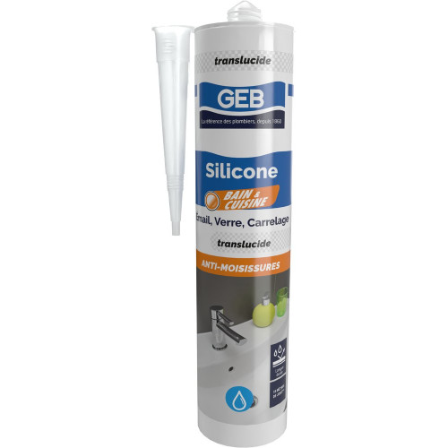 Silicone d'étanchéité 593351 GEB, translucide, 310 ml - GEB