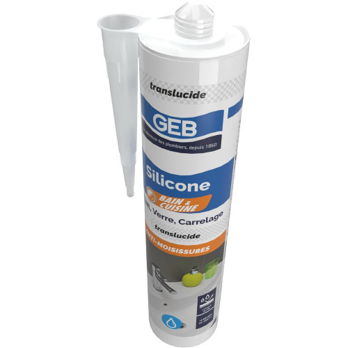 Silicone d'étanchéité 593351 GEB, translucide, 310 ml - GEB