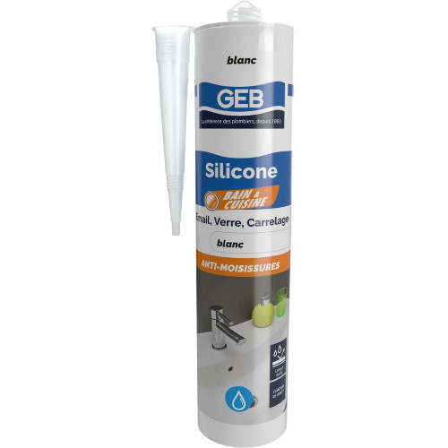 Silicone d'étanchéité 593350 GEB, blanc, 310 ml - GEB