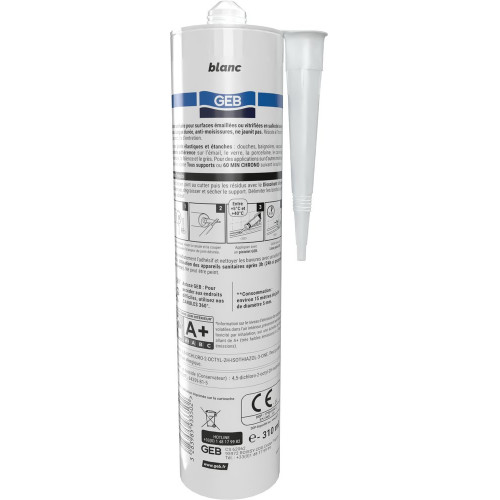 Silicone d'étanchéité 593350 GEB, blanc, 310 ml - GEB
