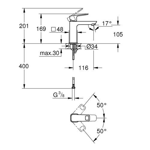 Mitigeur de lavabo chrome M, Clova Pulse, GROHE - GROHE