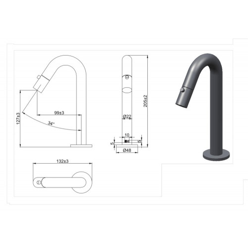 Robinet lave-mains or brossé, eau froide, Esseline, ESSEBAGNO - ESSEBAGNO