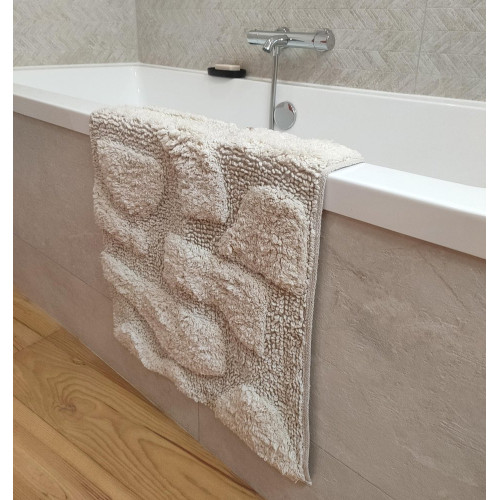 Tapis de bain l.50 x L.80 cm ivoire Tindou AZAO - AZAO