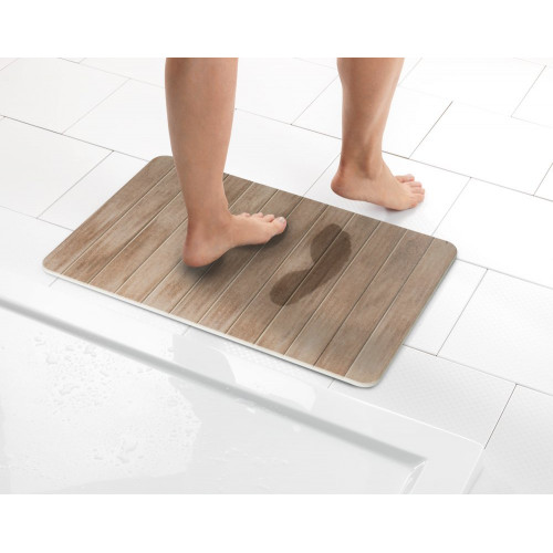 Tapis de bain l.39 x L.60 cm marron Diatomite argiri WENKO - WENKO