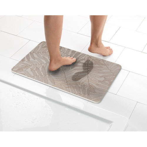 Tapis de bain l.39 x L.60 cm feuillage beige Diatomite dafni WENKO - WENKO