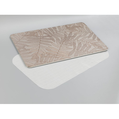 Tapis de bain l.39 x L.60 cm feuillage beige Diatomite dafni WENKO - WENKO