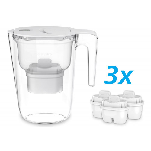 Carafe filtrante 2,6 L blanche avec 3 filtres en microfiltration PHILIPS - PHILIPS