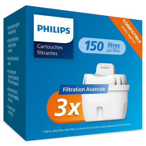 Pack de 3 cartouches filtre à eau PHILIPS - PHILIPS