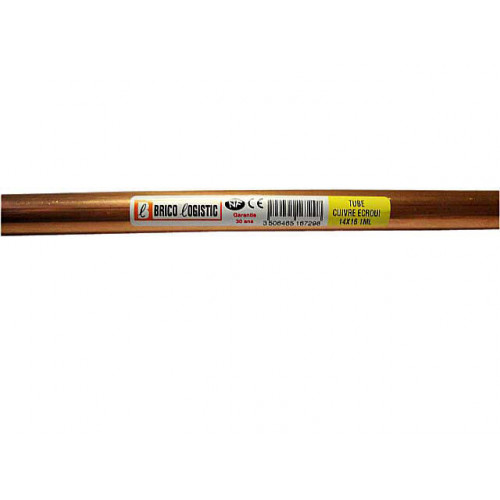 Tube d'alimentation cuivre écroui, diam. 14 x 16 mm, en barre de 1 m - Sans marque