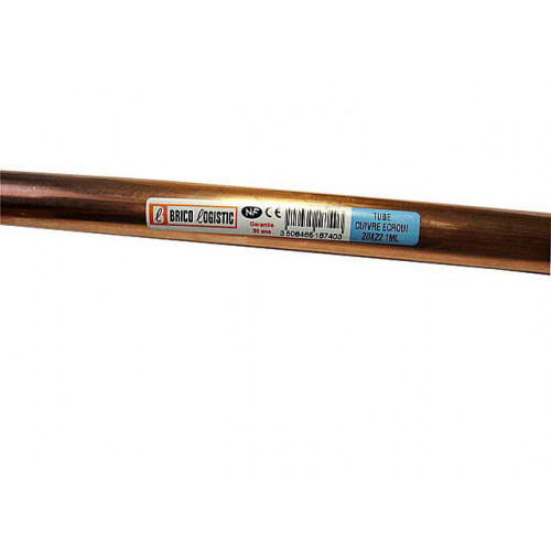 Tube d'alimentation cuivre ecroui, Diam.20 x 22 mm, en barre de 1 m - Sans marque