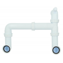 Siphon pour évier 2 cuves, Diam.1 1/2 (40mm), NICOLL - NICOLL