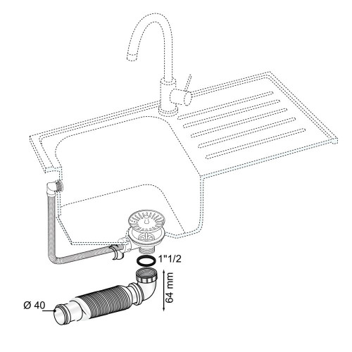 Siphon d'évier WIRQUIN Senzo extra-plat diam 40mm - WIRQUIN