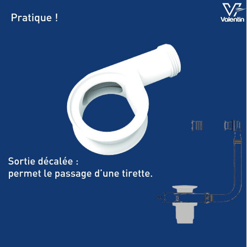 Trop-plein pour vasque et lave-main, D.24/30 mm VALENTIN - VALENTIN