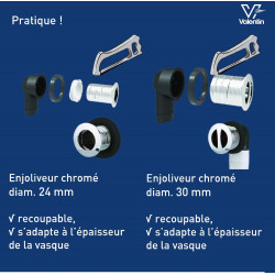 Trop-plein pour vasque et lave-main, D.24/30 mm VALENTIN - VALENTIN