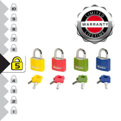 Cadenas à clé en aluminium, MASTERLOCK, l.40 mm - MASTER LOCK