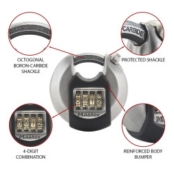 Cadenas à combinaison en inox,MASTER LOCK, l.70 mm - MASTER LOCK