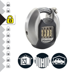 Cadenas à combinaison en inox,MASTER LOCK, l.70 mm - MASTER LOCK