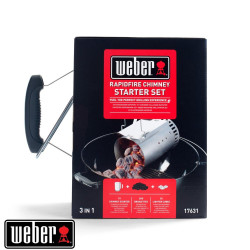 Cheminée d'allumage barbecue + briquettes + allume-feux WEBER aluminium D. 19 cm de marque Weber, référence: J9850900