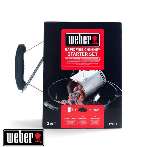 Cheminée d'allumage barbecue + briquettes + allume-feux WEBER aluminium D. 19 cm - Weber