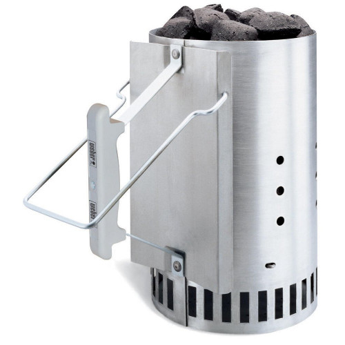 Cheminée d'allumage barbecue + briquettes + allume-feux WEBER aluminium D. 19 cm - Weber