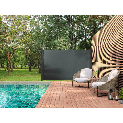 Ecran brise-vue à dérouler gris anthracite, H.1.8 x L.3 m - Sans marque
