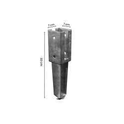 Support à sceller acier galvanisé à sceller gris, H.30 x l.7 x P.7 cm - CERLAND