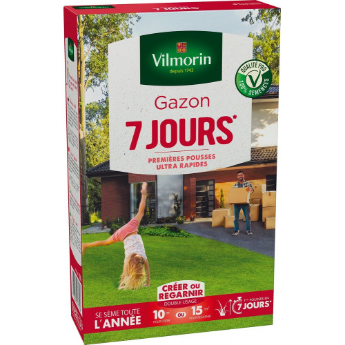 Gazon 7 jours, VILMORIN, 250 g 10 m² ou 15 m² - VILMORIN