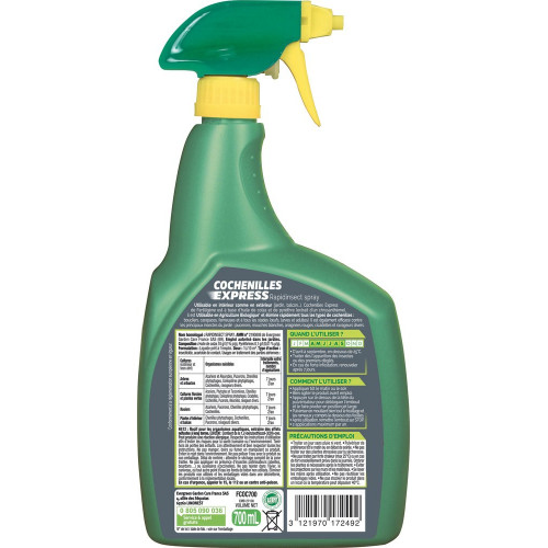 Traitement des insectes anticochenille FERTILIGENE , pourtous végétaux, 700 ml - FERTILIGENE