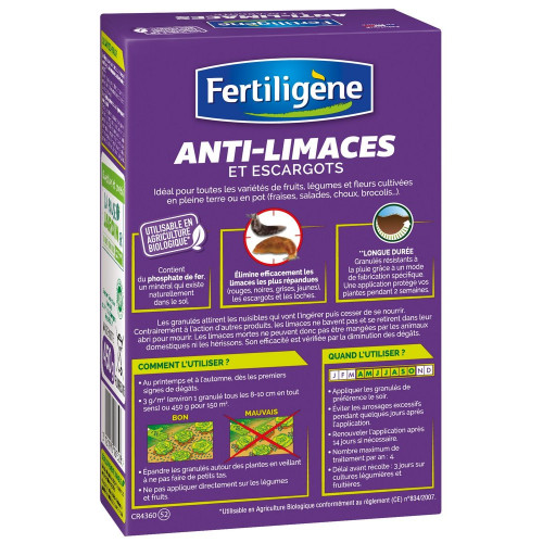 Insecticide granulé anti limace, FERTILIGENE, 0.450kg - FERTILIGENE