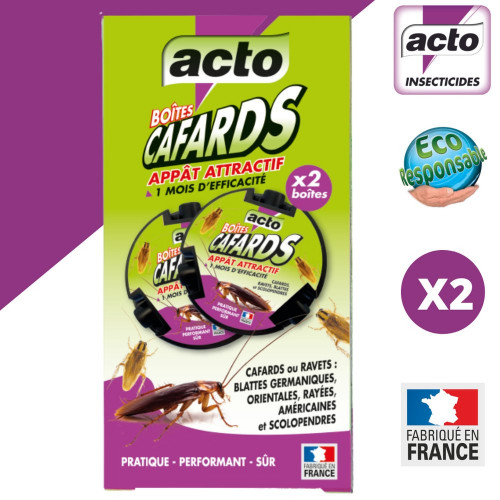 Lot de 2 boites appât cafards, blattes et scolopendres - ACTO