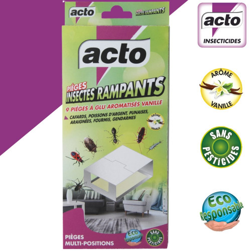 Lot de 9 pièges spécial rampants, sans pesticides, aromatisés vanille - ACTO