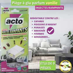 Lot de 9 pièges spécial rampants, sans pesticides, aromatisés vanille - ACTO