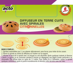 Diffuseur en terre cuite + 2 spirales citronnelle, ACTO - ACTO