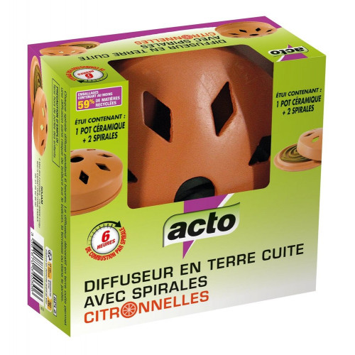 Diffuseur en terre cuite + 2 spirales citronnelle, ACTO - ACTO