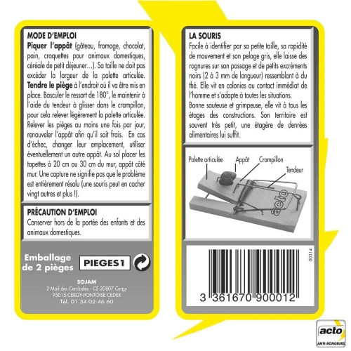 Tapettes a souris acto sous blister x2 - ACTO