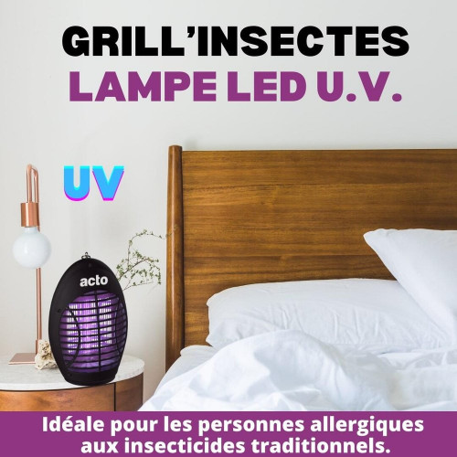 Lampe led UV 12 led, basse consommation, GRILL'INSECTES, 30 m² - ACTO