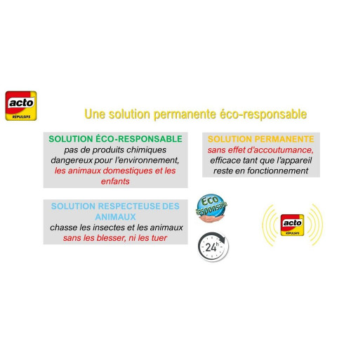 Répulsif ultrasons à piles pour chiens, chats, renards, lapins, fouines et héron - ACTO