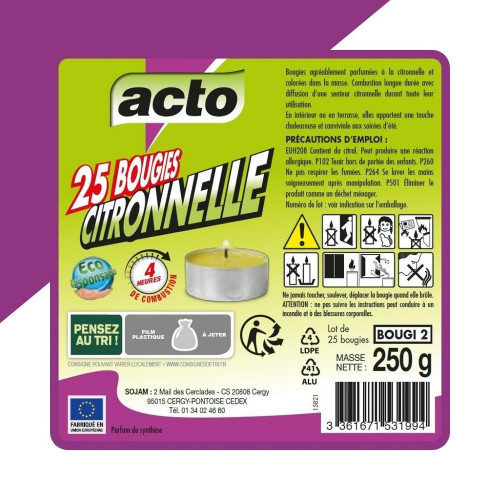 Mini bougies citronnelle - ACTO