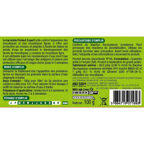 Larvicide anti-moustiques PROTECT EXPERT, 100 g - PROTECT EXPERT