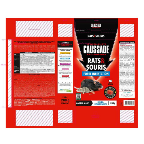 Anti - nuisible rats et souris  forte infestation CAUSSADE 200gr - SOLABIOL